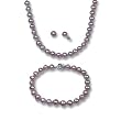 Lavender 6-7mm AAA Cultured Pearl Strand Choker Necklace 16", Bracelet (LS1R2) & AAAA Earrings (LS1B) CAREFREE Sterling Silver Set