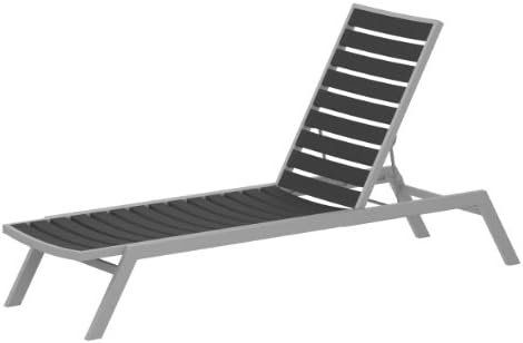 POLYWOOD AC1FASGY Euro Chaise, Textured Silver/Slate Grey