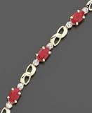 14k Gold Ruby (3 ct. t.w.) & Diamond Bracelet (1/10 ct. t.w.)