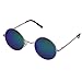 Aoron Vintage Round Sunglasses with Polarized Mirrored Lenses for Retro Women and Men (Green-blue Mirrored)