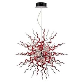 Possini Euro Design Red Swirl Glass Pendant Chandelier