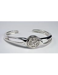Heavy Weight Sterling Silver Pentacle Bracelet for the Larger Wrist...Stunning
