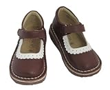 Coco Jumbo Girls Genuine Leather Mary Janes Brown & White Scalloped Edge/ FREE SHIPPING