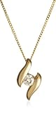 9ct Yellow Gold AMP336923 Ladies Cubic Zirconia Pendant & 18 Chain