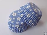 54 PRINTED BAKING / CUPCAKE CASES - PALE BLUE BLOSSOM