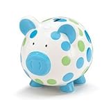 Blue And Green Polka Dot Piggy Bank Adorable Baby/Toddler Gift