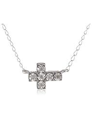 DiAura Sterling Silver Sideways Cross Pendant Necklace, 17