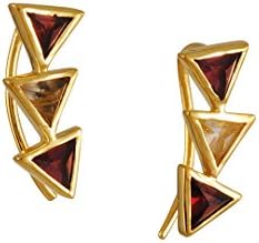 KATIE DIAMOND - Mini Kora Ear Climber with Red Garnet and Rutilated Quartz