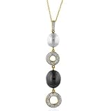 14K Yellow Gold 0.25 Carat Diamond and Pearl Drop Pendant