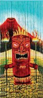 Bamboo Bead Curtain with Tiki God