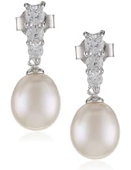 Bella Pearl Triple Cubic Zirconia Pearl Earrings