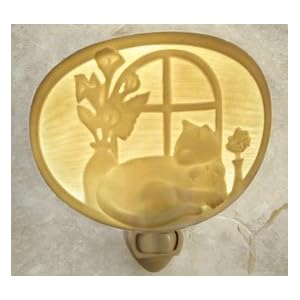 Buy Cat Nap Silhouette Style Porcelain Curved Lithophane Nightlight by The Porcelain Garden now!