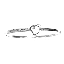 Sterling Silver "Live Laugh Love" Heart Bangle Bracelet