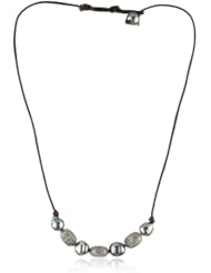 Kala Oval Pave Diamonds and Tahitian Pearls on Leather Necklace