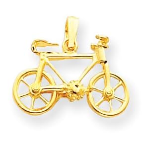14k 3-D Moveable Bicycle Pendant - Measures 19x22mm