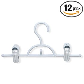 Honey-Can-Do HNG-01322 Soft Touch Skirt and Pant Hanger with Clips, White, 12-Pack