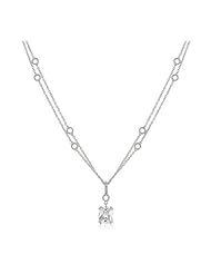 Solitaire Pendant on Double Chain Necklace