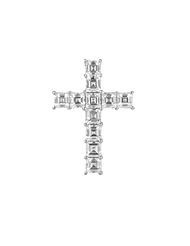 14K White Gold Princess Cut Diamond Share Prong Set Cross Pendant (2.20ct)