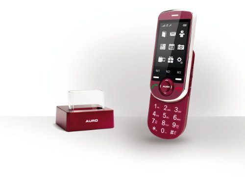 Auro M401 Slider Handy inkl. Tischladestation (1,3 Megapixel Kamera) burgund