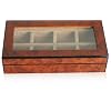 Elm Burl Wood Cufflinks Box with Window