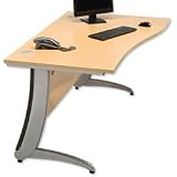 Influx Curva 1400 Desk Wave Right Hand Curved Silver Legs W1400xD1000xH735mm Maple