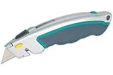 Produkt-Bild: Wolfcraft 4131000 1x Schnellwechsel-Profi-Messer mit einziehbarer Klinge / 5 Ersatzklingen / Klingenwechsel durch Knopfdruck / Sicherheits-Kordel-Schneider