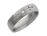 Ladies 6mm Diamond Cross Titanium Wedding Band