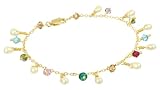 31keL7MguML. SL160  Gold Plated Sterling Silver 7.5 Chain Bracelet with White Freshwater Rice Pearl and Crystallized Swarovski Elements Bicone Multi Color Drops