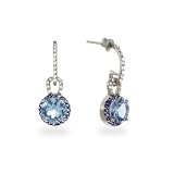 Eve's Addiction Designer Style Sapphire and Blue Topaz CZ Earrings