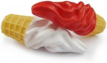 DAVE Multi Color multi size Ice-cream Cone Shape Rubber Squeaking Toy for Pets Dogs CatsColor Red