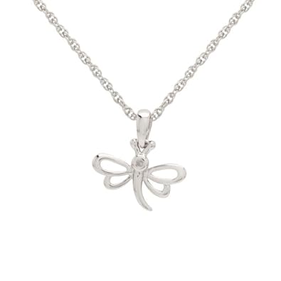 Cheap Girls Jewelry Sterling Silver Childrens Dragonfly Pendant Necklace 13+3" Extender For Sale
