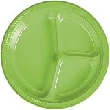 Divided Dinner Size Plastic Plates - Kiwi (20 Count)