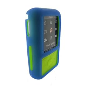 i-nique Tuff-Luv Twin Skin Combo Silicone Skin Case + Belt Clip For Sony Walkman - SONIC GLOW - Blue/Green (NWZ-S515 / NWZ-S615 series)