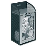 Rolodex 1734235 Rolodex Two Tone Mesh Photo Frame Card File, 300-Card Capacity, Black/Silver