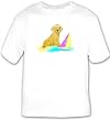 T-shirt with sailboat, dog, toy, puppy, beach