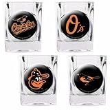 MLB Baltimore Orioles Four Piece Square Shot Glass Set (Individual Logos)