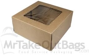 Premium Semi-Automatic Brown Kraft Bakery / Pie Boxes with Window -6 x 6 x 3" qty. /case 200