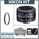Nikon 50mm f/1.8 D AF Standard Auto Focus Nikkor Lens Kit - Gray Market - w ....