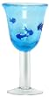 Hand Blown Glass Blue Fish Water Glass 7"H Set of Four