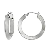 Sterling Silver Medium Knife-Edge Click-Top Hoop Earrings (1.0 Diameter)