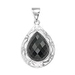 .925 Silver & Onyx Faceted Teardrop Pendant