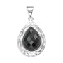 .925 Silver & Onyx Faceted Teardrop Pendant