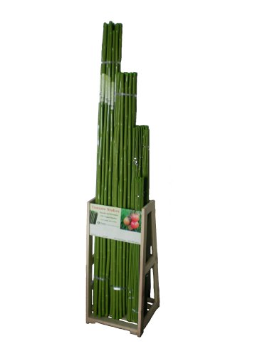 Plant Stakes Rack with 3-4-5-6' PVC Coated Bamboo Stakes Pointed Ends 144 pieces
