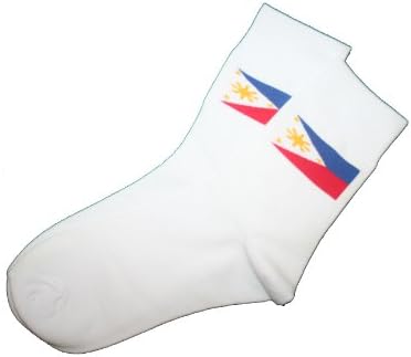 Philippines White Country Flag Dress Socks Size 9-13 .. New