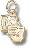 Mississippi State Bulldogs Solid 10K Gold Classic ''MSU'' Diagonal 3/8'' Pendant