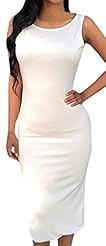 Sleeveless Knee Length Backless Cotton/Polyester/Spandex Plunging Neck Round Neck Midi Dress/Mini Dress 