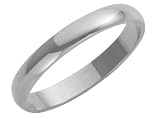 Wedding Ring 9 Carat White Gold Heavy D Shape 3mm Band Width