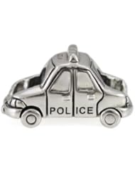 Genuine Ohm Beads (TM) Product. 925 Sterling Silver Police Car European Bead Charm. 100% Satisfaction Guaranteed.