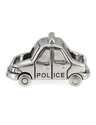 Genuine Ohm Beads (TM) Product. 925 Sterling Silver Police Car European Bead Charm. 100% Satisfaction Guaranteed.