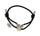 Beautiful 18kgp Kidada Disney Couture Tinkerbell Black Cord Slider Charm Bracelet ~ COMES IN AUTHENTIC KIDADA DISNEY COUTURE POUCH!